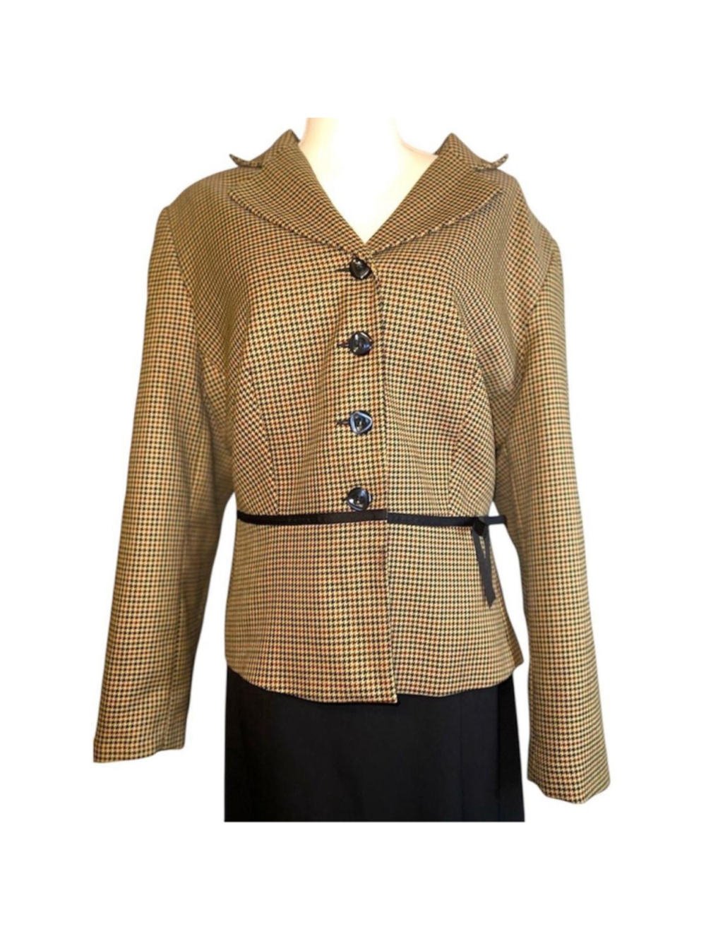 Women's Clio Houndstooth Blazer Jacket Plus Size 20W Brown Black